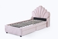 Μαλακή βελούδου ξύλινη βασίλισσα Size Bed Frame 137*203mm κρεβατιών Woodday υφάσματος στερεά